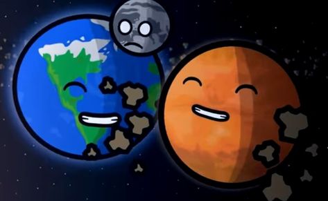 Earth X Mars, Earth Solarballs, Mars And Earth, Planets And Moons, I Dont Like You, Space Planets, Silly Cats, Kids Shows, Blue And Orange