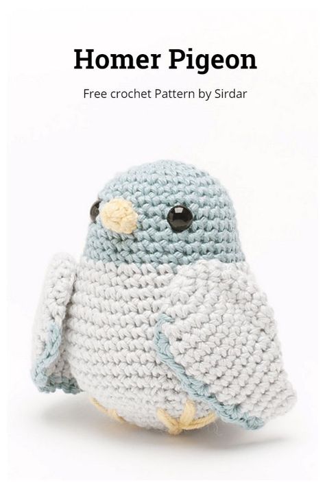 Crochet Homer Pigeon Amigurumi Free Patterns Homer Pigeon, Crochet Bird Patterns, Crochet Birds, Crochet Animals Free Patterns, Crochet Design Pattern, Beginner Crochet Projects, Crochet Amigurumi Free Patterns, Crochet Amigurumi Free, Haken Baby