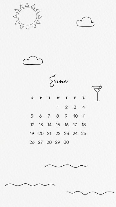 2022 June calendar, editable iPhone | Free Photo - rawpixel Iphone Wallpaper Vector, Cute Doodle Drawing, Calendar Creative, Calendar Doodles, June Calendar, Aesthetic Calendar, October Calendar, Calendar June, Minimalist Calendar