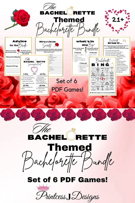 Now that she’s found someone who is “Final Rose Material” throw The Bachelorette a party she will remember forever including our new ‘The Bachelorette’ Tv Show inspired party games available now in the Etsy shop 🌹 Tv Show Themed Party, The Bachelorette Tv Show, Advice For The Bride, Valentine Tea, Rosé Theme, Bachelorette Games, Bachelorette Party Games, The Bachelorette, Tv Show Games