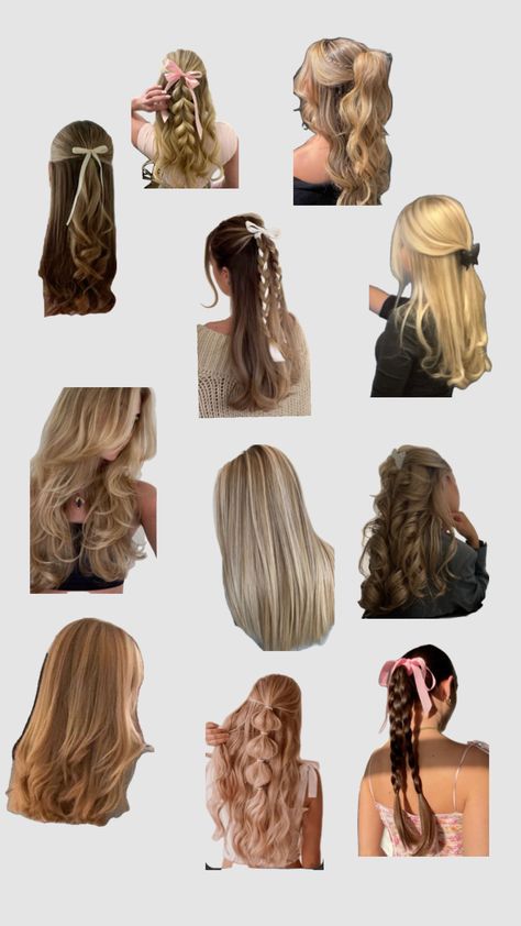 some cute hair inspo #hairstyles #hairinspo Ez Hairstyles, Stockholm Hairstyle, Hair Inspo Hairstyles, Inspo Hairstyles, Tail Hairstyle, Feminine Hairstyles, Christmas Posters, Hairstyle Examples, Curling Iron Hairstyles