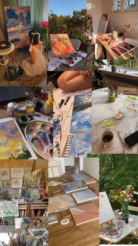 Artist Aesthetic Collage, Hobbies Aesthetic Collage, Artistic Vision Board Art, Art Job Aesthetic, Drawing Vision Board, Painting Vision Board, Vision Board Artist, Art Therapist Aesthetic, Creative Job Aesthetic