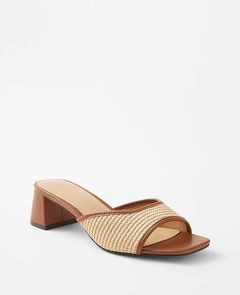 Slides Outfit, Woven Sandals, Block Heel Sandals, Heel Sandal, Shoe Closet, Block Heels Sandal, Heel Sandals, Effortless Style, Ann Taylor