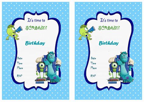 Monsters University FREE Printable Birthday Party Invitations Monsters Inc Birthday Invitations, Monsters Inc Invitations, Monsters Inc Party, Monster University Birthday, Monster University Party, University Party, Monster Invitations, Movie Invitation, Monster Birthday Invitations