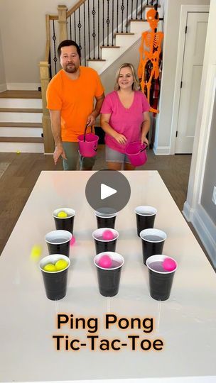 5.2K views · 995 reactions | Either this game was really hard or we were terrible at it 😂  Ping pong tic tac toe was a lot of fun! #pingpong #tictactoe #challenge #familygames #competition #games | Cassie Hollister Tic Tac Toe Cup Game, Cup Flip Tic Tac Toe, Ping Pong Party Games, Games To Play With Cards, Tik Tok Games, Games With Ping Pong Balls, Family Reunion Activities, Ping Pong Games, Family Games To Play