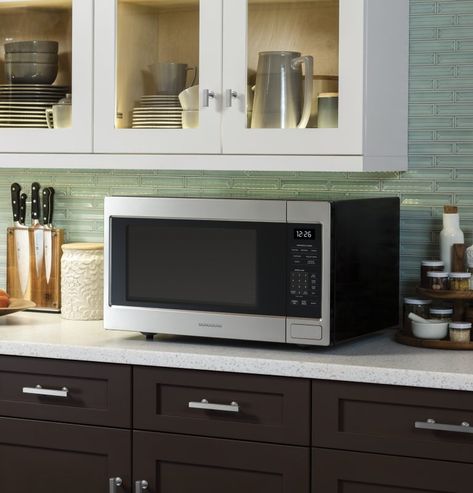 Seven places to put your microwave (that aren't on the counter) | Seriously Happy Homes Microwave On Countertop Ideas, Microwave Oven Combo, Microwave Wall Cabinet, Kitchen Cabinet Plans, Best Kitchen Appliances, Microwave Cabinet, Oven Cabinet, Samsung Appliances, Countertop Microwave Oven