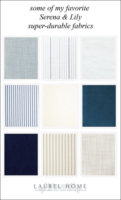 Performance Fabrics for Upholstery - The Ultimate Guide | Laurel Home Upholstery Details, Coastal Blues, Kitchen Book, Family Room Remodel, Upholstery Ideas, Reupholster Furniture, Serena Lily, Family Board, White Sofas