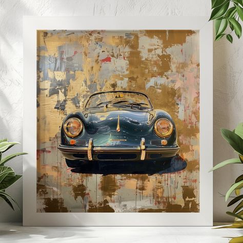 Excited to share the latest addition to my #etsy shop: Ethereal Elegance: The Symmetry of Vintage Porsche, vintage Porsche, Wall Art, Oil painting, Automotive Artwork https://etsy.me/3LjAraa #birthday #christmas #entryway #vintageporsche #oilpainting #abstractstyle #headlights #gold #porsche Symmetrical Composition, Porsche Wall Art, Porsche Vintage, Composition Drawing, Automotive Artwork, Vintage Porsche, Gold Background, Dark Blue Color, Color Tone