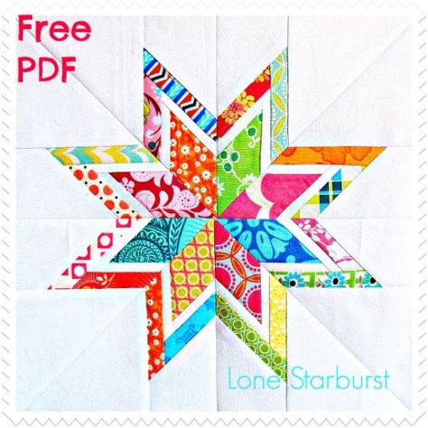 Lone Starburst Paper Pieced Quilt Block – Free PDF Pattern Lonestar Quilts, Foundation Paper Piecing Templates, Lone Star Quilt Pattern, Camper Quilt, Lemoyne Star, Quilt Stars, Free Paper Piecing Patterns, Quilts Blocks, Charity Quilts