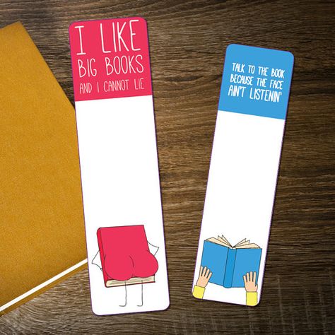 2 Funny Bookmarks DIGITAL / PRINTABLE Bookmarks Funny Bookmarks Diy, Funny Bookmarks, Dashed Line, Acrylic Bookmarks, Bookmark Size, Big Books, Line Print, Bookmark Ideas, Printable Bookmarks