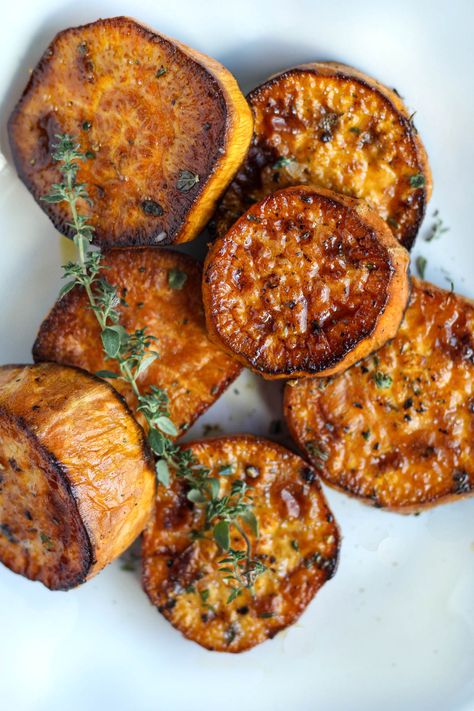 Melting Sweet Potatoes, Potato Medallions, Twice Baked Sweet Potatoes, Sweet Potatoe Bites, Sweet Potato Slices, Roasted Sweet Potato, Veggie Side Dishes, Sweet Sauce, Sweet Potato Recipes