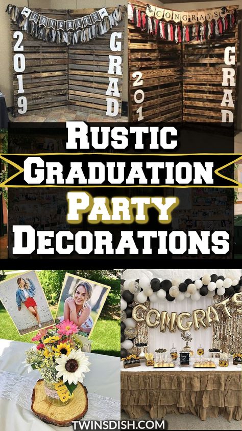 Western Themed Graduation Party Ideas, Barn Graduation Party Ideas, Rustic Graduation Party Ideas Decor, Rustic Graduation Party Ideas, Western Graduation Party Ideas, Rustic Graduation Party Decorations, Country Graduation Party, Grad Party Centerpieces, Country Graduation