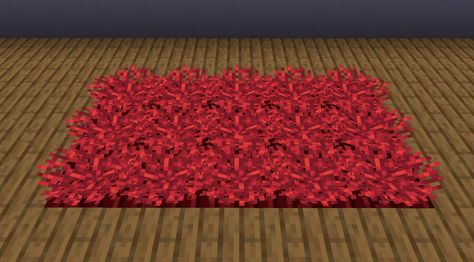 Use waterlogged red netherbrick slabs, and fire coral fans for a thick carpet. Minecraft Carpet Design, Coral Rug, Minecraft Interior, Minecraft Blocks, Red Floor, Coral Decor, Minecraft Plans, Minecraft Inspo, Shag Carpet