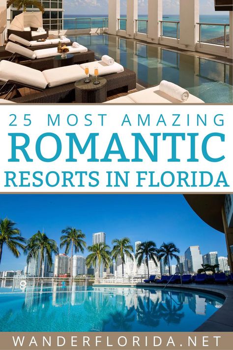 When you're looking for a romantic resort in Florida, the list of possibilities may seem daunting. That's why we've compared all of the most popular Florida resorts to find the ones with the most luxurious amenities and stunning views. Whether you're looking for an intimate beachfront hotel or a sprawling resort in Orlando, you're sure to find the perfect place to stay on your romantic Florida getaway. #florida #floridaresorts #floridahotels #beachresorts #orlandoresorts Honeymoon In Florida, Romantic Florida Getaway, Resorts In Florida, Florida Beach Resorts, Spa Retreats, Romantic Couple Getaways, Miami Vibes, Florida Getaway, Couples Resorts