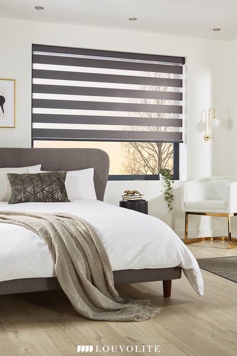 Day And Night Blinds, Best Blinds, Bedroom Blinds, Blinds Design, Window Treatments Bedroom, Night Blinds, Fabric Blinds, Modern Bedroom Decor, Modern Windows