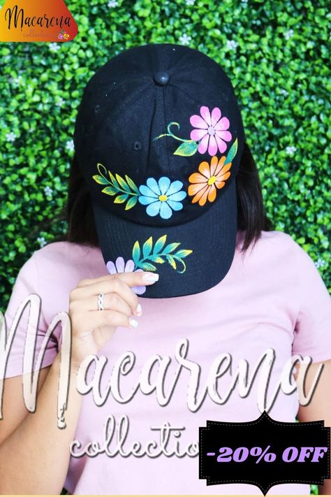 Flower Hand painted Hat ~ Baseball Cap ~ Womens Hat ~ Hand Embroidered ~ Floral ~  Vintage Style ~ Boho Colorful ~ Gifts Mexican Hat, Style Baseball Cap, Painted Hats, Womens Hat, Floral Hat, Colorful Gifts, Flower Hats, Colorful Boho, Boho Women