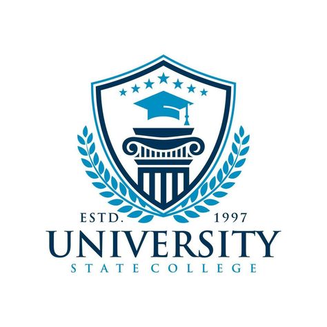 Education badge logo design. University high school emblem. Vector Logo Template Logo Design University, School Emblem, Badge Logo Design, Design University, School Badges, Education Logo, Free Education, School Logo, Badge Logo