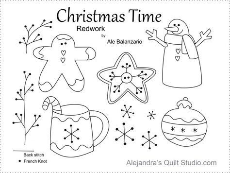 Christmas Embroidery Patterns Free, Christmas Redwork, Stitchery Patterns, Penny Rug Patterns, Redwork Patterns, Primitive Embroidery, Cute Christmas Ideas, Christmas Quilt Blocks, Arte Folk