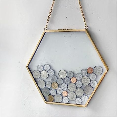 Amazon.com: Ebrima Gold Glass Frame for Coin Display, Wall Hanging Coin Collecting Holders, Currency Dollar Bill Collection Supplies Holders for Collectors, Glass Piggy Bank (Large) : Office Products Coins Art Ideas, Hanging Glass Frames, Coin Display Case, Coin Frame, Coin Crafts, Souvenir Display, Challenge Coin Display, Foreign Coins, Coin Art