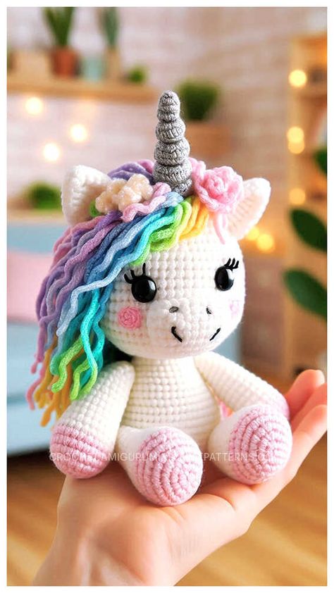 Amigurumi Cute Unicorn Free Pattern Free Crochet Pattern Unicorn, Free Unicorn Crochet Pattern, Crochet Unicorn Pattern Free, Animal Plushies, Amigurumi Unicorn, Crochet Unicorn Pattern, Crochet Amigurumi Patterns, Free Crochet Amigurumi, Unicorn Crochet