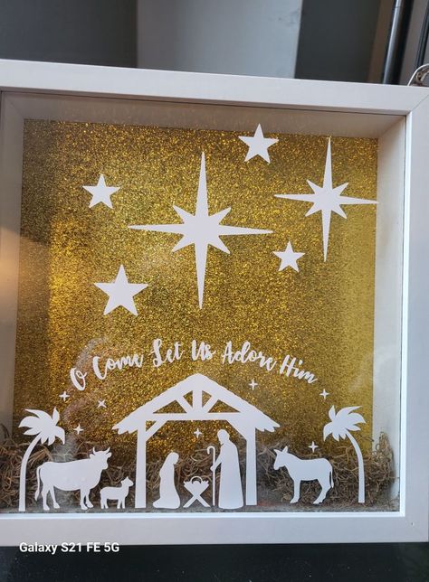 Just about finished my first shadow box, I love it. Christmas Shadow Boxes, Holy Night, Night Ideas, Shadow Boxes, I Love It, Shadow Box, Love It, Stampin Up, Cricut