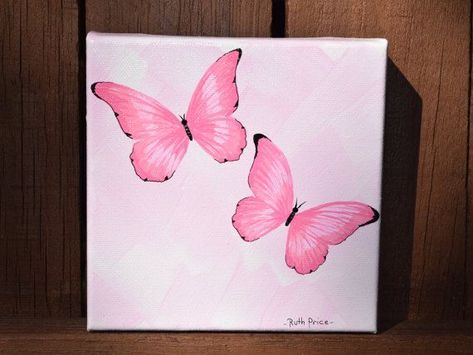 Painting Ideas Step By Step, Acrylic Painting Ideas On Canvas, Art Mini Toile, Medium Acrylics, Art Papillon, Butterfly Art Painting, Acrylic Painting Ideas, Chalk Painting, Small Canvas Paintings