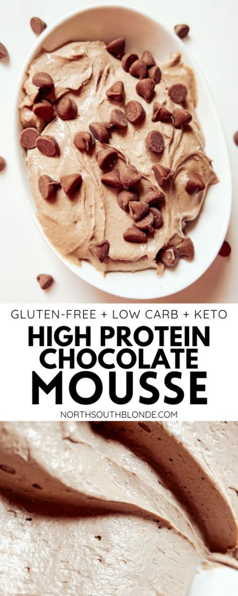 This high protein chocolate mousse only needs 4 ingredients and is sugar free, low carb, and keto friendly. The perfect healthy dessert that's rich, creamy, and oh so satisfying! Low Carb Low Calorie Desserts Easy, Healthy Dessert Low Carb, Low Carb High Protein Recipes Desserts, Protein Drink Dessert, Healthy Desserts With Protein, Low Carb High Protein Sweet Treats, Low Calorie Keto Dessert, Healthy Low Carb Low Sugar Meals, No Sugar No Carb Dessert Recipes