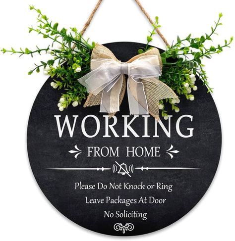 Amazon.com : ADIKJXQH Working From Home Door Sign 12 Inches Do Not Disturb Hanger No Soliciting Sign Wreath Please Don't Knock or Ring The Doorbell Sign with Bowknot for Yard Entryway Porch Farmhouse Decoration : Home & Kitchen Home Door Sign, Doorbell Sign, Porch Farmhouse, No Soliciting Sign, Entryway Porch, No Soliciting Signs, No Soliciting, Home Door, Farmhouse Decoration