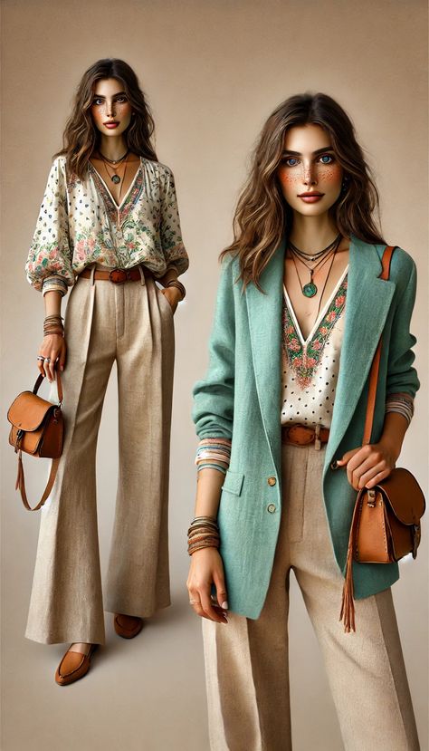 Boho Corporate Outfit, Boho Office Outfit, All Beige Outfit, Outfits Ideas For School, Look Boho Chic, Preppy Boho, Office Casual Outfit, Boho Style Outfits, Business Casual Outfits For Work