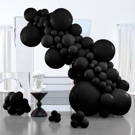 PRICES MAY VARY. 127 PCS BLACK BALLOONS DIFFERENT SIZES: Package includes 36 inch balloons (1 pc), 18 inch balloons (5 pcs), 12 inch balloons (30 pcs), 10 inch balloons (30 pcs), 5 inch balloons (60 pcs), garland kit and manual (1 set) NON-TOXIC & SAFE: Made of latex, safe and non-toxic, recommended to use with a balloon hand pump or electric balloon pump WHAT TO FILL WITH: Latex balloons filled with AIR will stay full for up to 72 hours, while with HELIUM will stay full for 3-6 hours. For best 36 Inch Balloons, All Black Party, Black And White Balloons, Black And Gold Balloons, Black Balloon, Crepe Paper Streamers, 30th Birthday Decorations, Work Holiday Party, Green Balloon