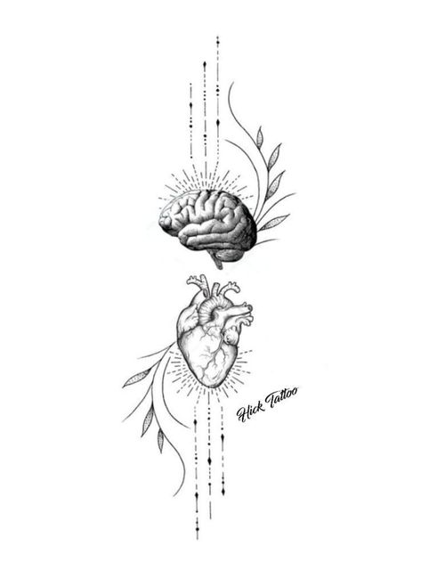 Phycology Tattoo Ideas, Microrealism Tattoo Women, Heart Brain Tattoo Minimalist, Overthinking Tattoo Ideas For Men, Balance Heart And Brain Tattoo, Piece Of Mind Tattoo, Heart And Brain Scale Tattoo, Brain Tattoo Psychology, Overthinking Tattoos For Women