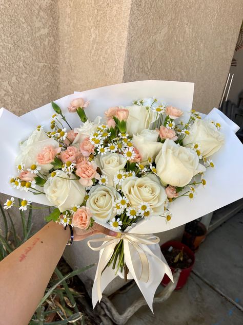 roses bouquet, white roses, korean style bouquet Korean Floral Bouquet, Korean Style Bouquet, Korean Bouquet, Bouquet White Roses, Bouquet Business, Birthday Flowers Bouquet, White Rose Bouquet, Roses Book, White And Pink Roses