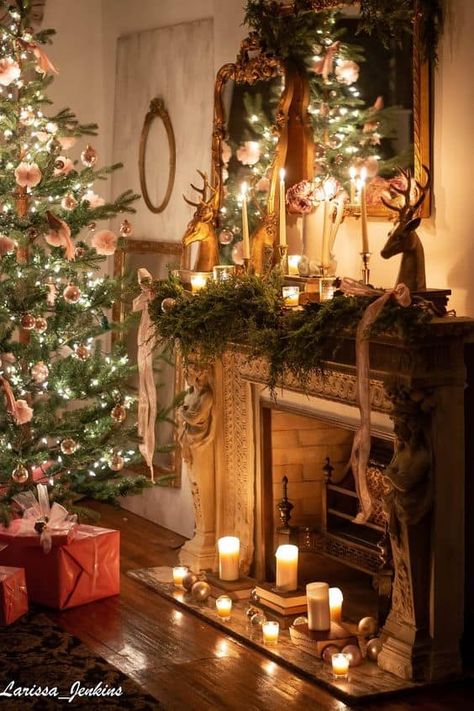 Nine Favorite Things | halfbakedharvest.com Manor House Christmas, Victorian House Christmas, English Christmas Decorations, Whimsigoth Christmas, Magical Christmas Decorations, Fairytale Christmas, Christmas Lounge, Fireplace Christmas, French Country Christmas