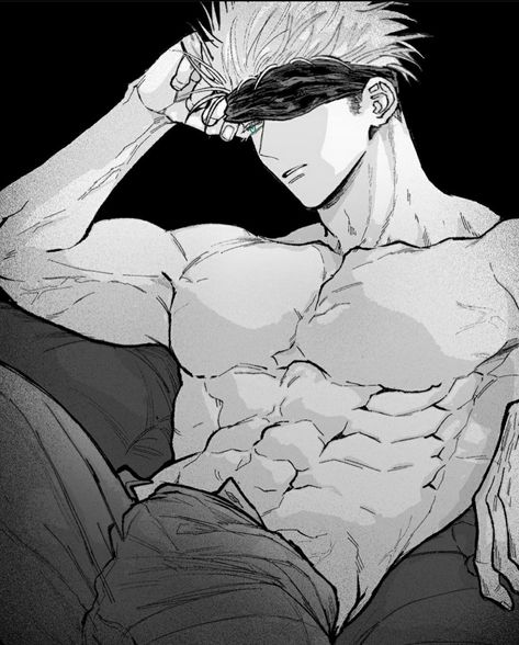 Hot Fan, Ju Jitsu, Beautiful Blue Eyes, Anime Guys Shirtless, October 20, Dessin Adorable, Gojo Satoru, Handsome Anime Guys, I'm A Simp