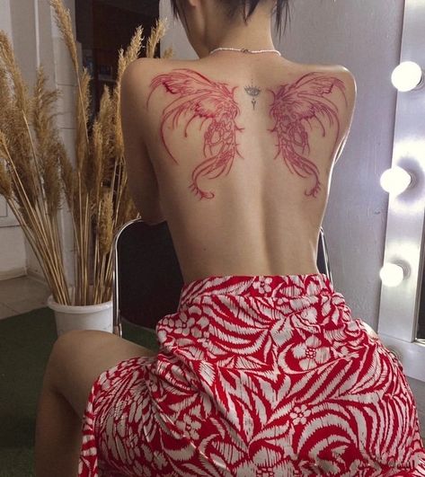 Trash Polka Tattoo Feminine, Dragon Tattoo Bicep Women, Edgy Back Tattoo Women, Feminine Tattoo Sleeves Spiritual, Dragon Tattoo Placement For Women, Symmetrical Above Knee Tattoo, Dark Feminine Back Tattoos, Pink Spine Tattoo, Flattering Tattoo Placement