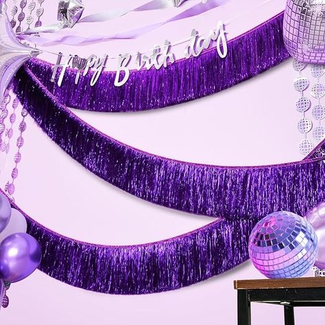 30th Birthday Women Decorations, 80s Prom Party Decorations, 50 Shades Of Purple Birthday Party, Purple And Black Birthday Party, Speak Now Birthday Party, 00s Party Theme, Streamer Photo Backdrop, Purple Theme Birthday, 55th Birthday Party Ideas