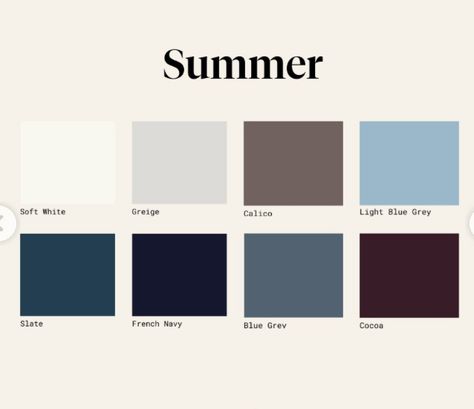 Soft Summer Palette, Soft Summer Color Palette, Dark Summer, Soft Summer Colors, Summer Palette, Colour Analysis, Summer Neutrals, True Summer, Summer Color Palette