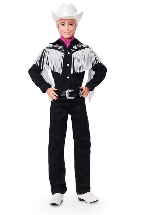 Barbie The Movie Collectible Ken Doll Wearing Black and White Western Outfit (Exclusive) White Western Outfit, Outfit Nero, Barbie Land, White Cowboy Hat, Barbie The Movie, Movie 2023, Urban Cowboy, Chapeau Cowboy, Western Outfit