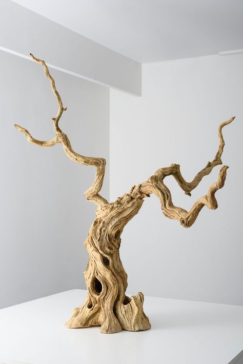 It is clay. In the solo show by Eric E. Serritella at Sokyo Gallery, Kyoto. Sculpture Art Clay, Wood Art Projects, Driftwood Sculpture, Hallway Ideas Entrance, Modern Hallway, Miniature Trees, Tree Photography, Tree Sculpture, Ap Art