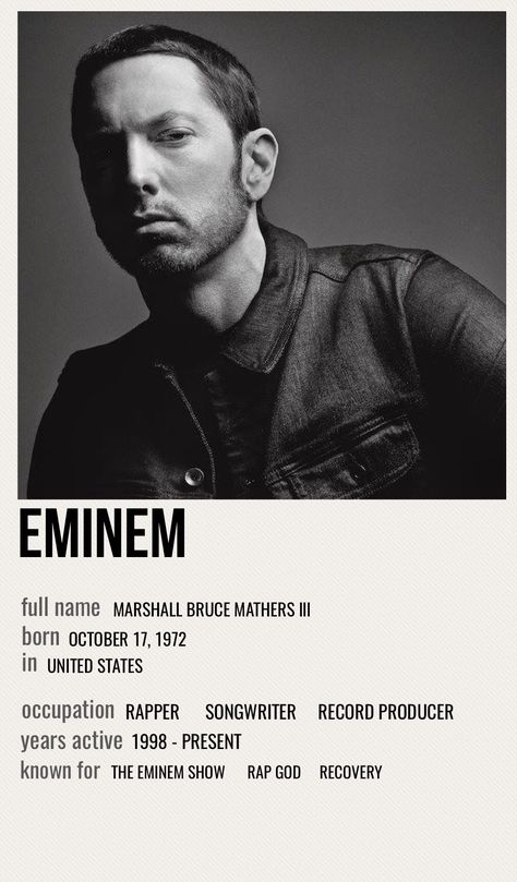 Eminem Polaroid, Eminem Poster, Eminem Funny, The Eminem Show, Rihanna Love, Posters Minimalist, Celebrity Prints, Music Poster Ideas, Vintage Music Posters