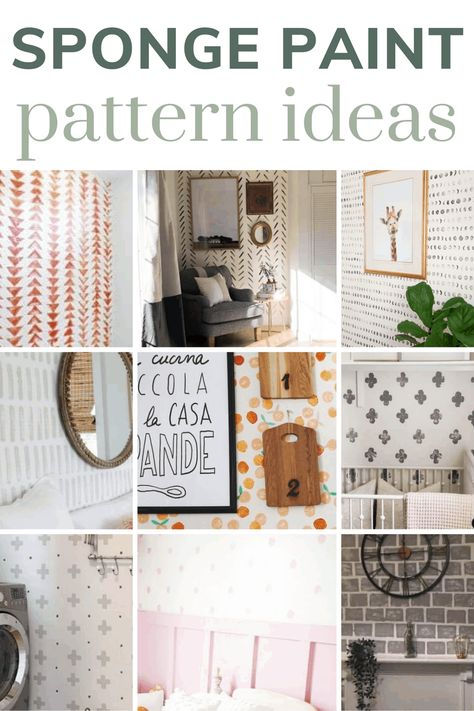 Looking for a fun and modern sponge paint pattern to paint on your walls? You're going to love all of these DIY accent wall ideas ! #spongepaint #spongepainting #accentwall #accentwalls Simple Office Accent Wall, Diy Wall Paint Pattern Ideas, Accent Wall With Sponge, Painting A Pattern On A Wall, Stamp Painting Walls, Diy Paint Ideas For Walls, Sponge Wall Painting Ideas Diy, Modern Sponge Painting Walls, Sponge Paint Wall Pattern