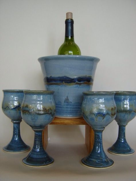 Pottery Wine Cups, Pottery Display, Pottery Projects, Beginner Pottery, Pottery Form, Wine Coolers, Advanced Ceramics, Wine Set, Wheel Thrown Pottery