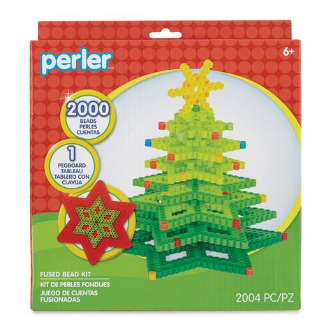 Perler 3D Christmas Tree Fused Bead Kit Tree Perler Bead Patterns, Perler Bead Christmas Tree, Bead Christmas Tree, Perler 3d, Christmas Perler Beads, Christmas Tree Kit, Christmas Tree Box, Gingerbread House Kits, Tree Box