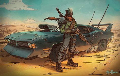 Junggi Kim, Dieselpunk Vehicles, Wasteland Warrior, Fallout Concept Art, The Road Warriors, Post Apocalyptic Art, Apocalypse Art, Road Warrior, Comic Layout