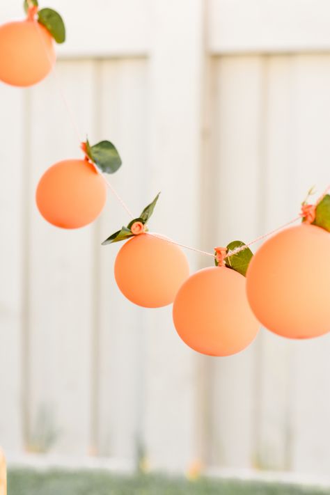 Peach Balloon Garland at a Sweet as a Peach Peaches and Cream 1st Birthday Party by Kara's Party Ideas Peach Baby Shower, Peach Party, Orange Party, Peaches And Cream, Peaches N Cream, Karas Party Ideas, 1st Birthday Party, Ideas Party, Baby Party