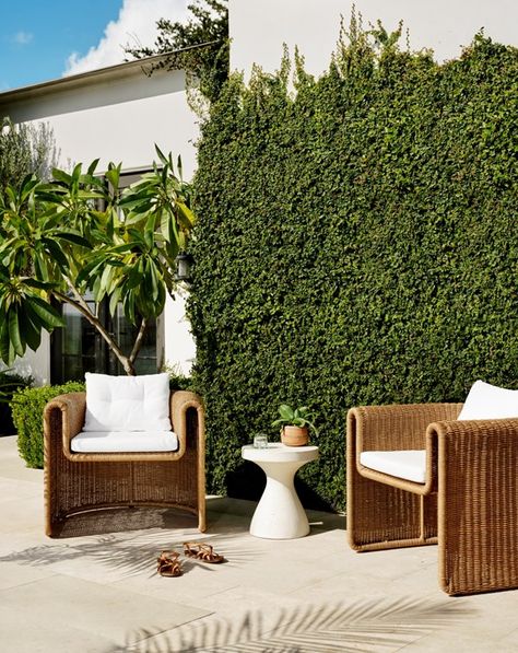 Four Hands Outdoor Look Book Denver Modern, Smooth Concrete, Coastal White, Outdoor End Tables, Woven Chair, Outdoor Side Tables, Outdoor Armchair, Modern Outdoor Furniture, Outdoor Side Table