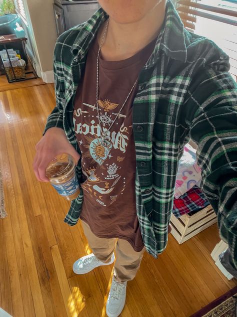 cute aesthetic teen boy outfit vsco lifestyle fit check men streetwear inspo flannel nike air force Vsco Men Outfit, Guys Fall Outfits Flannel, Male Flannel Outfit, Boy With Flannel, Flannel Aesthetic Men, Flannel Boy Aesthetic, Fall Boy Aesthetic, Boy In Flannel, Flannel And Hoodie