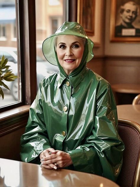 Coffee time Plastic Outfit, Rain Bonnet, Plastic Mac, Rubber Raincoats, Plastic Raincoat, Pvc Raincoat, Rain Wear, Coffee Time, Mac