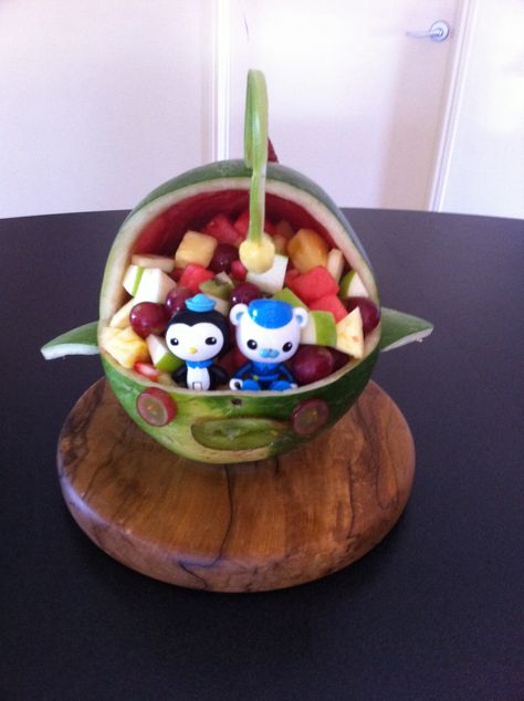 Octonauts fruit bowl, birthday party Octonauts Dessert Table, Octonauts Party Food, Octonauts Cupcake Cake, Octonauts Party Games, Octonaut Cupcakes, Octonauts Birthday Party Decorations, Octonauts Cupcakes, Octonauts Birthday Party Food, Octonauts Birthday Cake