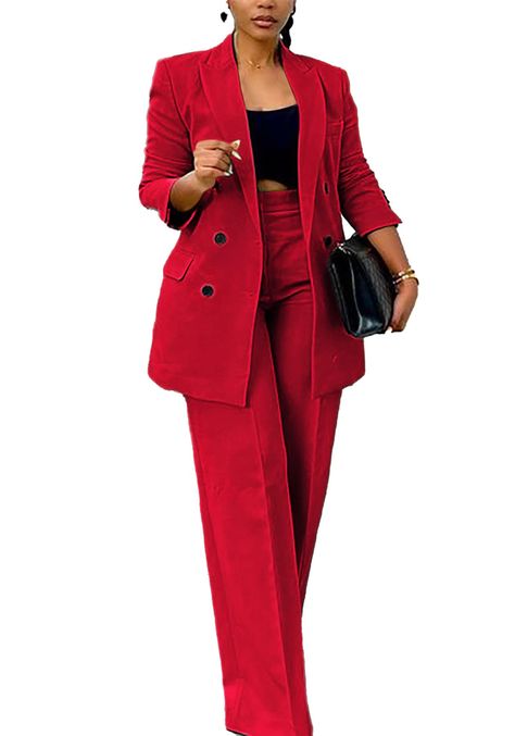 PRICES MAY VARY. 【Material】Business suits for women made of high quality of soft fabric, comfortable and skin-friendly, breathable, lightweight, casual blazer and pants suit for women, easy and comfy to wear, suitable for all seasons. 【Features】Long sleeve blazer sets, button blazer suits for women, lapel blazer outfits womens, business blazer suits, work office blazer outfits for women, solid pants suits for women, casual long pants sets 2 piece outfits, high waist pants sets, blazer and pants Red Pant Suit Women, Chic Office Wear Women, Beige Pant Suit Women, Plus Size Pants Suit, Plus Size Real Estate Agent Attire, Fall Suits Women, Women’s Pantsuit, Fall Casual Work Outfits For Women, Black Pants Suit Women